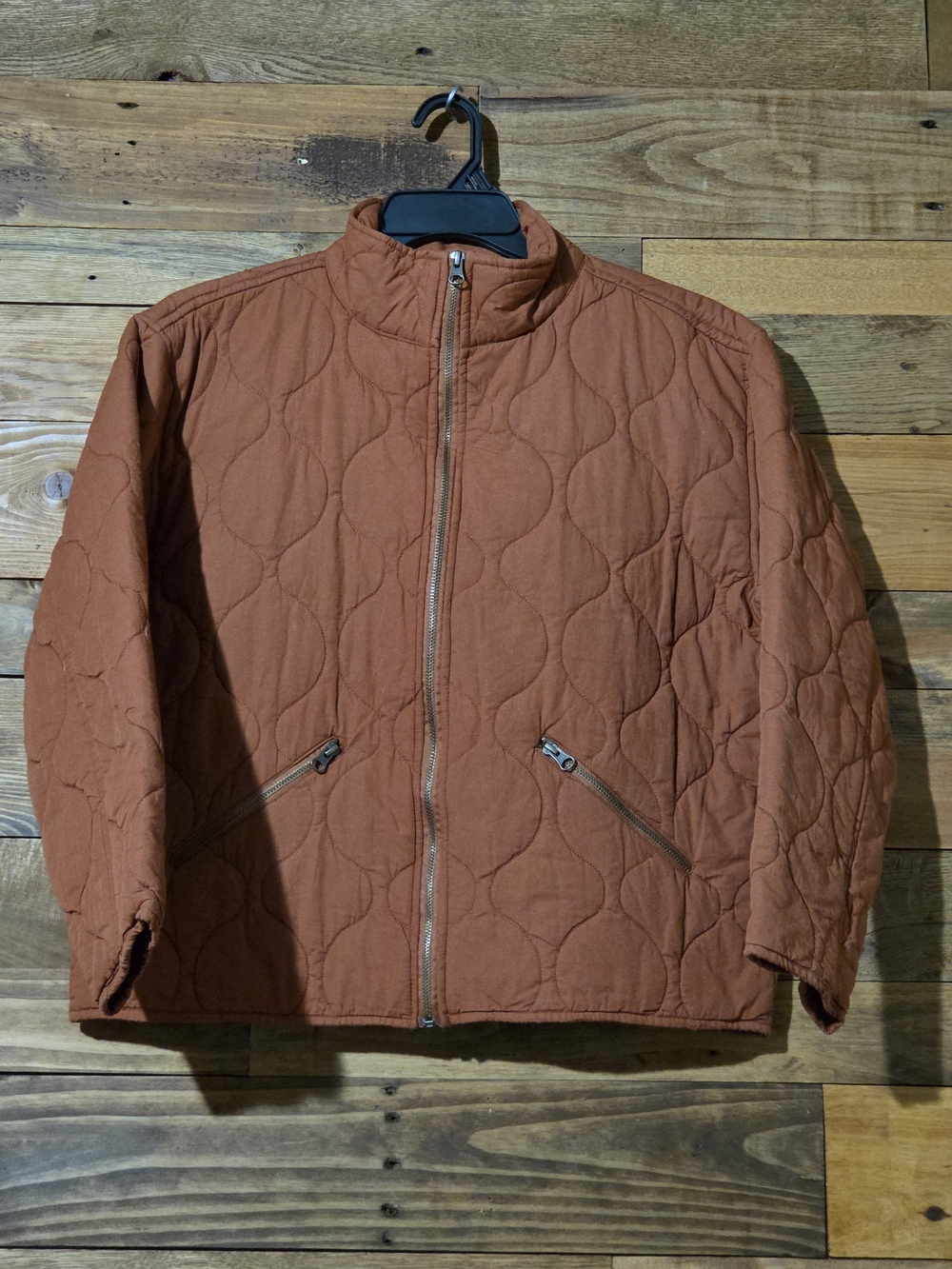Keren Hart Quilted Cotton Jacket Rust Burnt Orange Classic Lightweight Size L